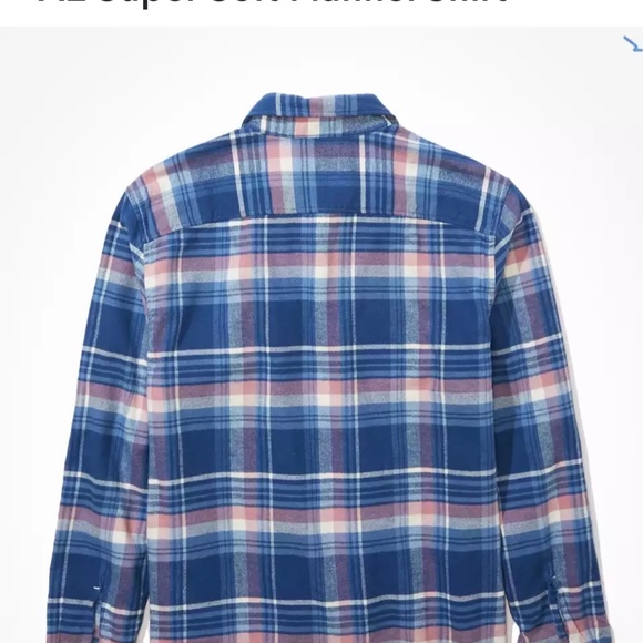 American Eagle Men’s Plaid Shirt  Blue Plaid - Picture 2 of 3